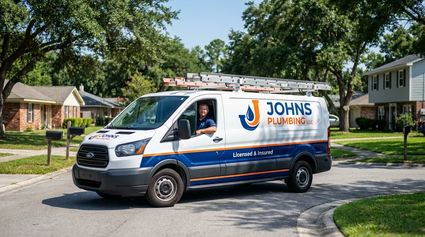 Johns Plumbing LLC service van in Edgewood, TX