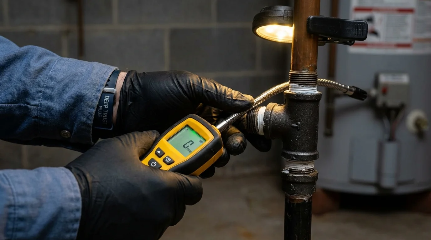 Gas leak detection with electronic sniffer by Johns Plumbing LLC in Edgewood