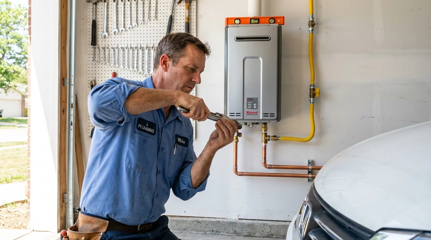 Tankless water heater installation by a Johns Plumbing LLC plumber in Edgewood